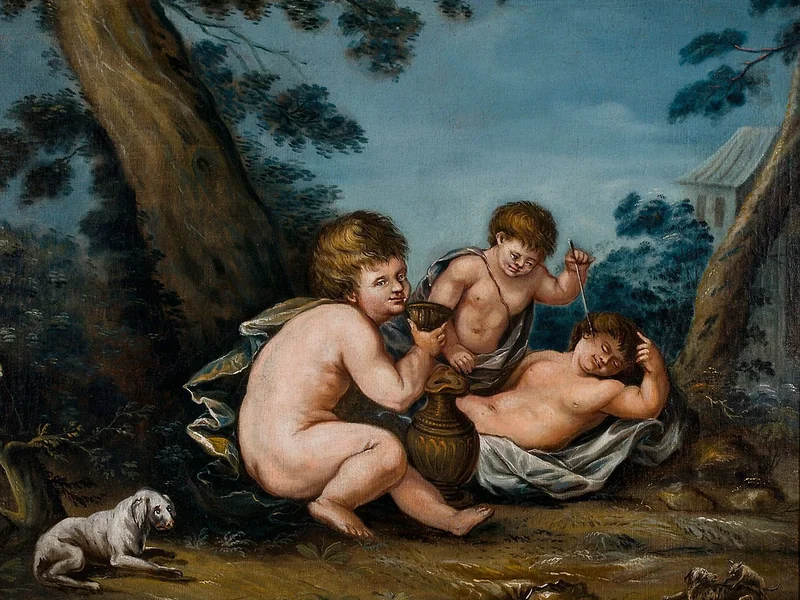 1734-Michael Toppelius - Cupido che gioca